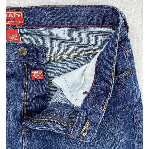 Chaps Jeans Mens Size 34X30 Mid Rise Straight Fit Medium Wash  Cotton Denim Blue - Picture 11 of 15